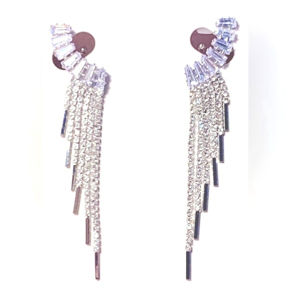 Piper K Formal Fringe Chandelier Cubic Zirconia Earrings - Picture 3 of 8